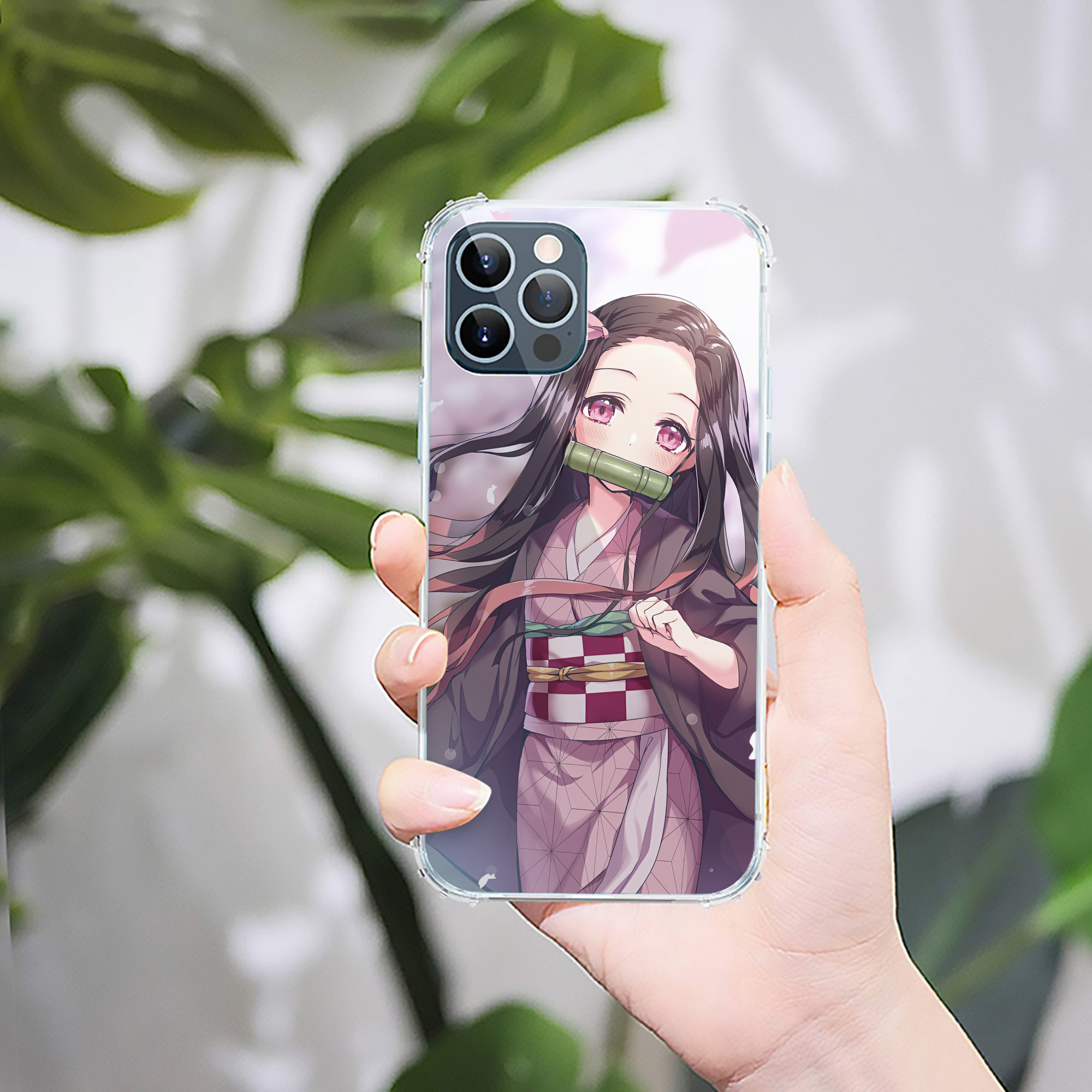 （画像用） 鬼滅の刃（きめつのやいば）竈門 禰󠄀豆子／かまど ねずこ Kamado Nezuko 【iPhone 12シリーズ対応】透明スマホケース（クリアソフトケース）